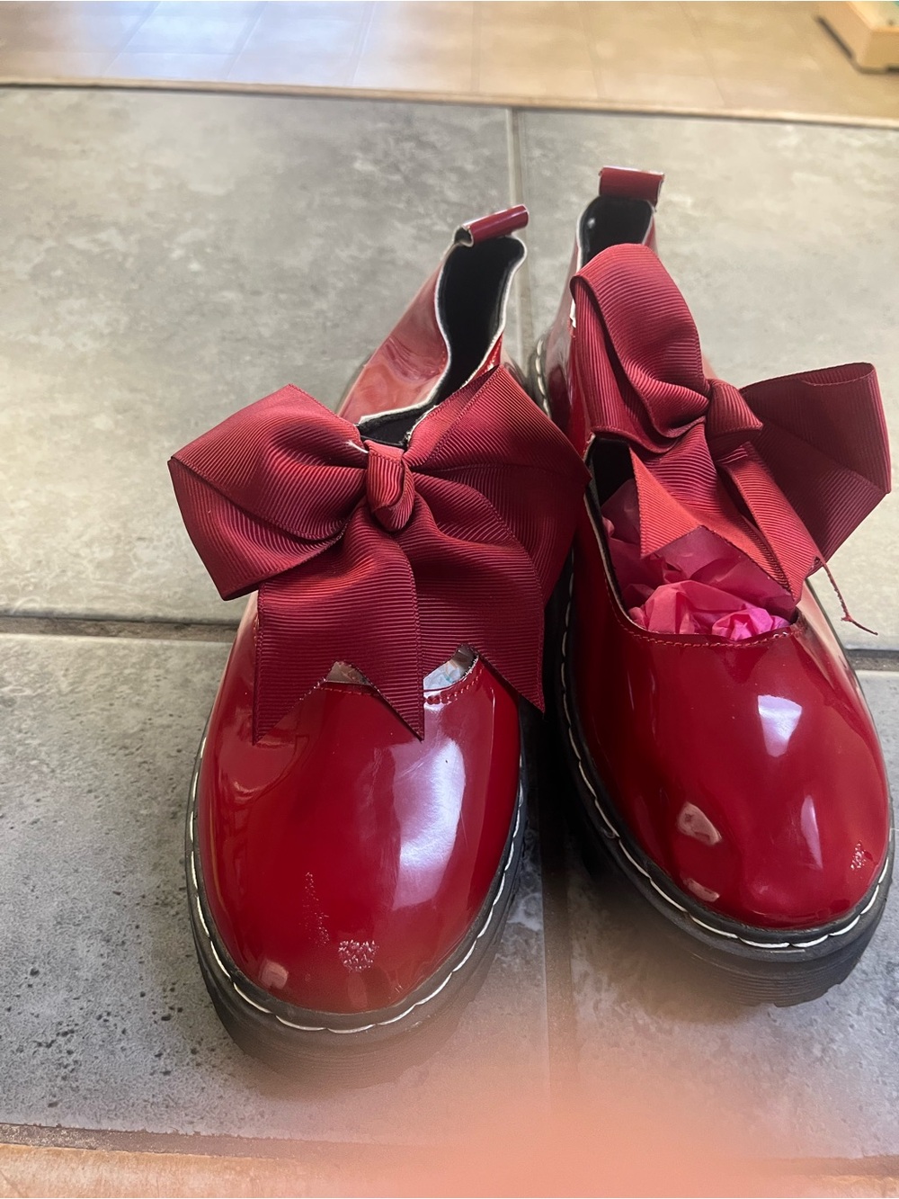 Red Patent Bow Platform Loafers